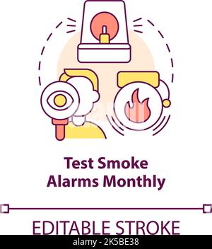 Testare l'icona di concetto mensile degli allarmi fumo Illustrazione Vettoriale