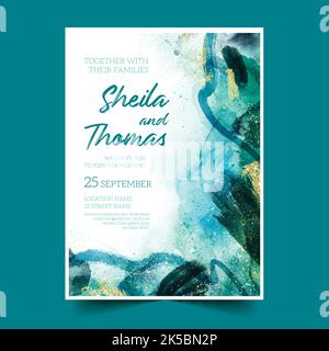 watercolor elegante modello di invito di nozze disegno vettoriale illustrazione Illustrazione Vettoriale