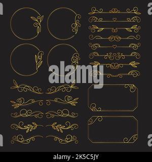 disegno vettoriale per ornamenti lineari piatti per matrimoni Illustrazione Vettoriale