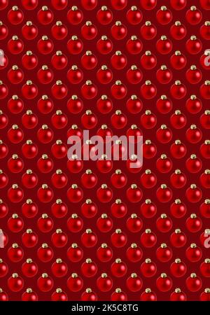 Palline di Natale senza cuciture rosse su sfondo rosso Foto Stock