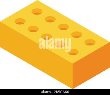Icona di mattone giallo vettore isometrico. Edificio in cemento. Materiale lapideo Illustrazione Vettoriale