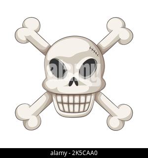 Divertente cartoon cranio e crossbones, illustrazione Foto Stock