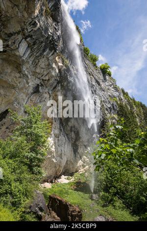 La Schleierwasserfall al Wilder Kaiser, zona escursionistica e arrampicata nel Kaisergebirge, Kitzbühel, Tirolo, Austria Foto Stock