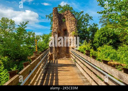 Rovine del castello di Dagstuhl vicino a Wadern, Saarland, Germania Foto Stock