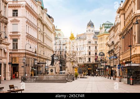 Famosa strada dello shopping e zona pedonale Graben nel centro di Vienna, Austria Foto Stock