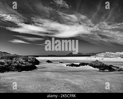 Europa, Europa occidentale, Irlanda, Repubblica d'Irlanda, Contea di Kerry, Anello di Kerry, Parco Nazionale di Derrynane, spiaggia sabbiosa a Derrynane Bay Foto Stock