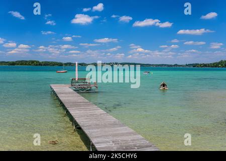 Germania, Baviera, contea di Starnberg, Wörthsee, sponda sud-orientale di Paradisewinkel Foto Stock