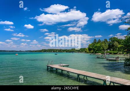 Germania, Baviera, contea di Starnberg, Wörthsee, sponda sud-orientale di Paradisewinkel Foto Stock