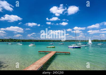 Germania, Baviera, contea di Starnberg, Wörthsee, sponda sud-orientale di Paradisewinkel Foto Stock