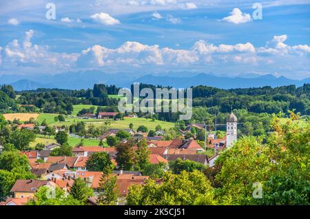 Germania, Baviera, Fünfseenland, Andechs, distretto di Erling, vista dal monastero Foto Stock