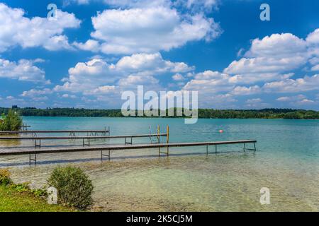 Germania, Baviera, contea di Starnberg, Wörthsee, vista vicino Steinebach Foto Stock