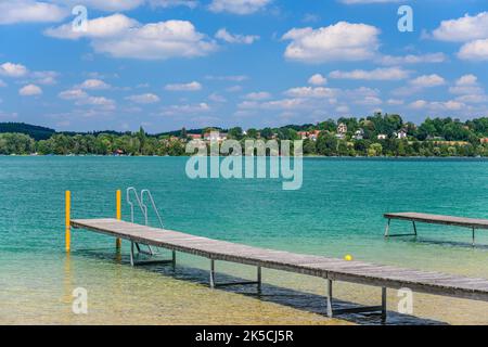 Germania, Baviera, contea di Starnberg, Wörthsee, vista vicino Steinebach Foto Stock