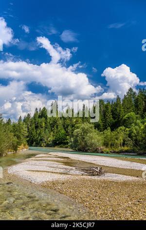 Germania, Baviera, Werdenfelser Land, Mittenwald, valle di Isar vicino al bacino idrico di Isar Foto Stock