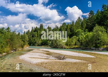 Germania, Baviera, Werdenfelser Land, Mittenwald, valle di Isar vicino al bacino idrico di Isar Foto Stock