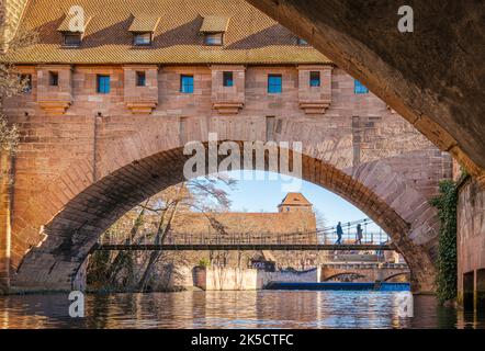 Catena storica passerella Norimberga Foto Stock