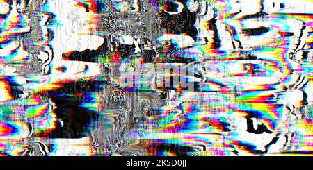 Errore del segnale TV senza interruzioni o distorsione pixel VHS sullo sfondo. Vento cromatico. Futuristico vaporwave, web punk o cyberpunk Foto Stock