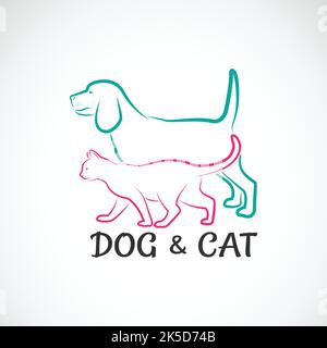 Vettore di un cane e gatto disegno su sfondo bianco. Animale. Logo o icona PET. Illustrazione vettoriale a livelli facilmente modificabile. Illustrazione Vettoriale