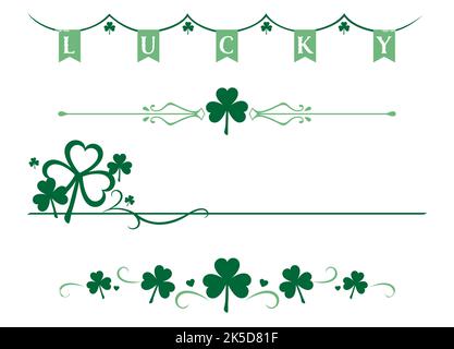 Una serie di divisori Shamrock del giorno di San Patrizio Illustrazione Vettoriale