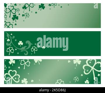 Un set di tre banner a tema shamrock con spazio per le copie Illustrazione Vettoriale
