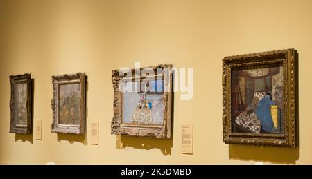 Una mostra Taste for Impressionism alla Scottish National Gallery di Edimburgo, Scozia, con una galleria di dipinti impressionisti Foto Stock