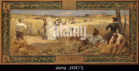 Schizzo per la salle des mariages (sala di nozze) del municipio nel 14th ° arrondissement, Parigi : matrimonio, 1889. (Esquisse pour la salle des mariages de la mairie du 14&#xe8;me : la Noce). Foto Stock