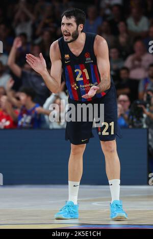 Barcellona, Spagna. 07th Ott 2022. Alex Abrines del FC Barcelona durante la partita Eurolega della Turkish Airlines tra il FC Barcelona e l'Olympiacos Piraeus al Palau Blaugrana di Barcellona, Spagna. Credit: DAX Images/Alamy Live News Foto Stock