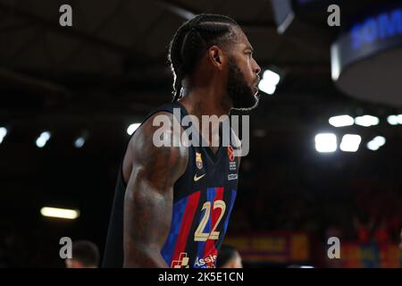 Barcellona, Spagna. 07th Ott 2022. Cory Higgins del FC Barcelona durante la partita della Turkish Airlines Eurolega tra il FC Barcelona e Olympiacos Pireo al Palau Blaugrana di Barcellona, Spagna. Credit: DAX Images/Alamy Live News Foto Stock