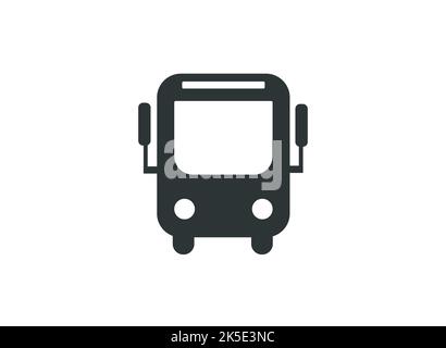Icona bus automatico in bianco e nero. Vettore di disegno piatto. Illustrazione Vettoriale