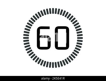 Icona del cronometro isolato da 60 secondi o minuti e contatore di tempo Illustrazione Vettoriale