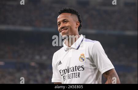 5th ottobre 2022; Stadio Santiago Bernabeu, Madrid, Champions League, Real Madrid CF contro Shakhtar Donetsk: Militao Foto Stock