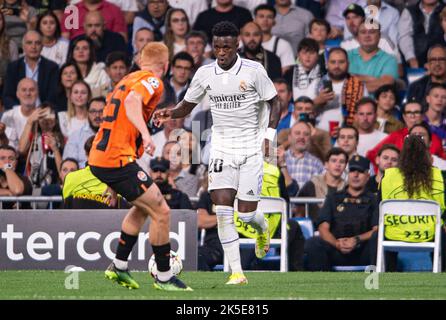 5th ottobre 2022; Stadio Santiago Bernabeu, Madrid, Champions League, Real Madrid CF contro Shakhtar Donetsk: Vinicius JR Foto Stock