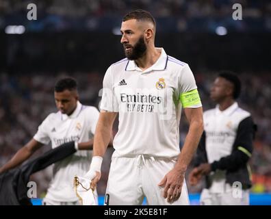 5th ottobre 2022; Stadio Santiago Bernabeu, Madrid, Champions League, Real Madrid CF contro Shakhtar Donetsk: Karim Benzema Foto Stock