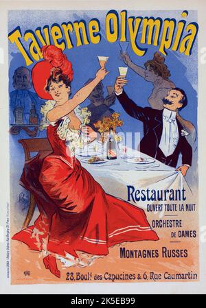 Affittacamere pour la "Taverne Olympia", c1900. [Editore: Imprimerie Chaix; luogo: Parigi] Foto Stock