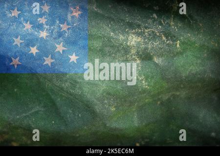 Bandiera retrò della Repubblica del Vermont, America con struttura grunge. Bandiera che rappresenta il paese estinto, il gruppo etnico o la cultura, le autorità regionali. Nessuna bandiera Foto Stock