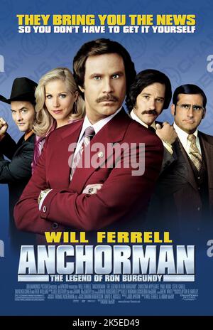 DAVID KOECHNER, CHRISTINA APPLEGATE HA, Will Ferrell, Paul Rudd, Steve Carell, ANCHORMAN: la leggenda di Ron Burgundy, 2004 Foto Stock