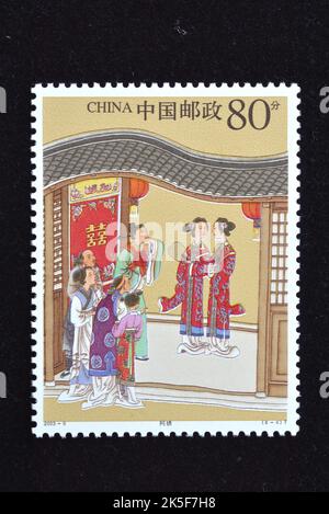 CINA - CIRCA 2003: Un francobollo stampato in Cina mostra 2003-9, Scott 3276-81 Strange Stories from a Chinese Studio, una delle famose Litera classiche della Cina Foto Stock