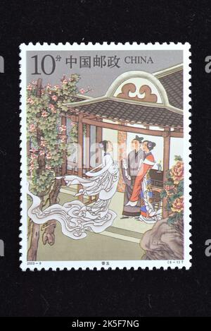 CINA - CIRCA 2003: Un francobollo stampato in Cina mostra 2003-9, Scott 3276-81 Strange Stories from a Chinese Studio, una delle famose Litera classiche della Cina Foto Stock