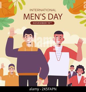 Piatto internazionale Mens Day Vector illustrazione. Illustrazione Vettoriale
