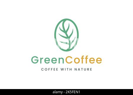 Health Coffee è stato e foglia logo Illustrazione Vettoriale