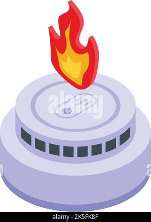 Icona rilevatore di fumo vettore isometrico. Allarme antincendio. Sensore di posizione iniziale Illustrazione Vettoriale
