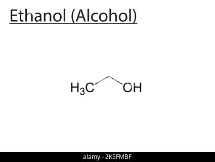 Etanolo alcol struttura molecolare vettore formula scheletrica Illustrazione Vettoriale