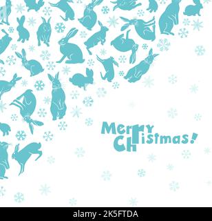 Un sacco di HarPostcard con lepri. Buon Natale. Illustrazioni vettoriali. Buon Natale. Illustrazione vettoriale Illustrazione Vettoriale