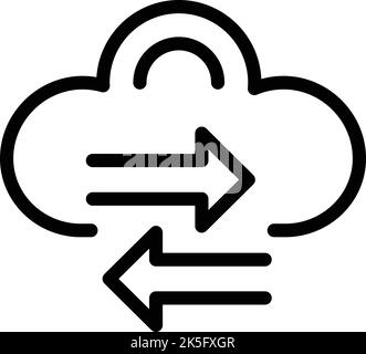 Vettore contorno icona modifica dati cloud. Internet sicuro. Sistema online Illustrazione Vettoriale