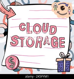 Ispirazione che mostra il segno Cloud Storage. Business idea computing connettere i dispositivi ai dati cloud su storage remoto Foto Stock