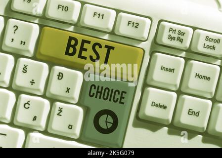 Visualizzazione concettuale scelta migliore. Concetto del Internet definito per essere l'opzione migliore un individuo dovrebbe andare per Foto Stock
