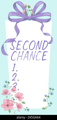 Scrittura a mano del testo Second Chance. Business vetrina l'opportunità data a qualcuno, permette loro di riprovare Foto Stock