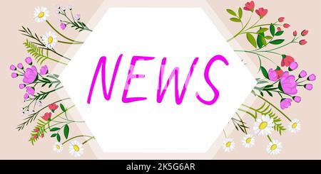 Ispirazione mostrando segno News. Internet Concept informazioni complete aggiornate da fonti di tutto il mondo Foto Stock