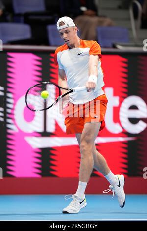 Ariake Colosseo, Tokyo, Giappone. 7th Ott 2022. Denis Shapovalov (CAN), 7 OTTOBRE 2022 - Tennis : Rakuten Japan Open Tennis Championships 2022 incontro finale del quartiere delle Singles maschili all'Ariake Colosseum, Tokyo, Giappone. Credit: Naoki Morita/AFLO SPORT/Alamy Live News Foto Stock