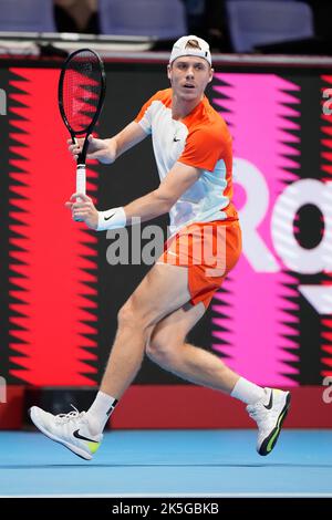 Ariake Colosseo, Tokyo, Giappone. 7th Ott 2022. Denis Shapovalov (CAN), 7 OTTOBRE 2022 - Tennis : Rakuten Japan Open Tennis Championships 2022 incontro finale del quartiere delle Singles maschili all'Ariake Colosseum, Tokyo, Giappone. Credit: Naoki Morita/AFLO SPORT/Alamy Live News Foto Stock