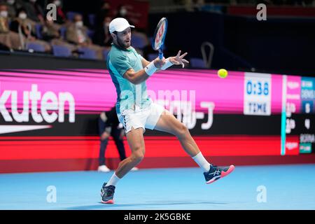 Ariake Colosseo, Tokyo, Giappone. 7th Ott 2022. Borna Coric (CRO), 7 OTTOBRE 2022 - Tennis : Rakuten Japan Open Tennis Championships 2022 Men's Singles Quarter Final match all'Ariake Colosseum, Tokyo, Giappone. Credit: Naoki Morita/AFLO SPORT/Alamy Live News Foto Stock